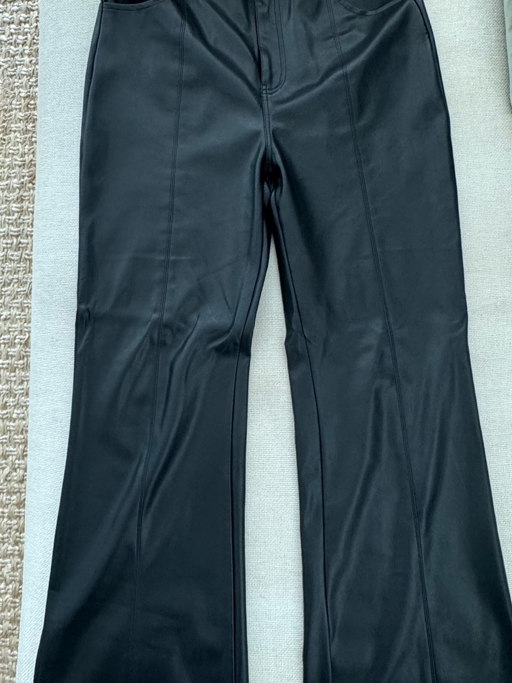 12th Tribe Black Faux Leather Button-Front Pants